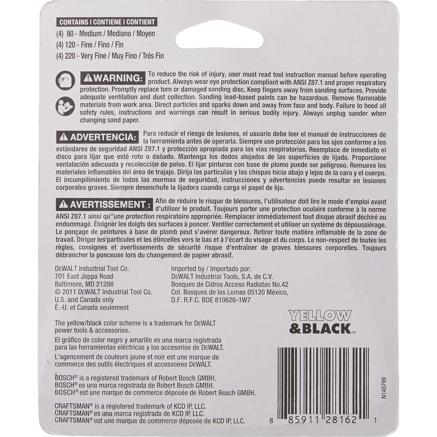 Papel de Lija Triangular DEWALT 12-Pack Gancho y Bucle