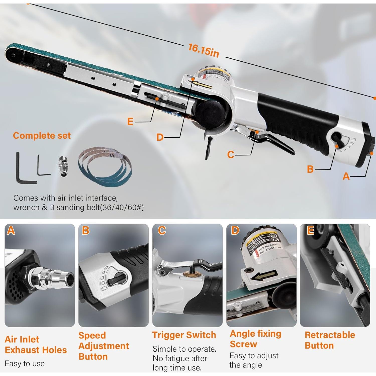 Lijadora de Banda de Aire Tezoro 1/2" x 18" 16000 RPM
