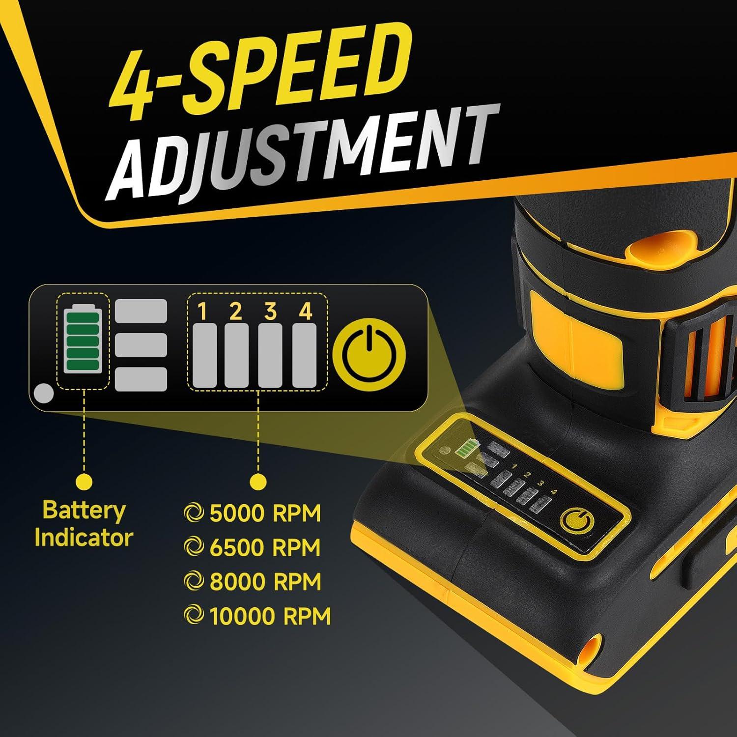 Amoladora Angular Inalámbrica CUTOOK 20V 10000 RPM 4 Velocidades