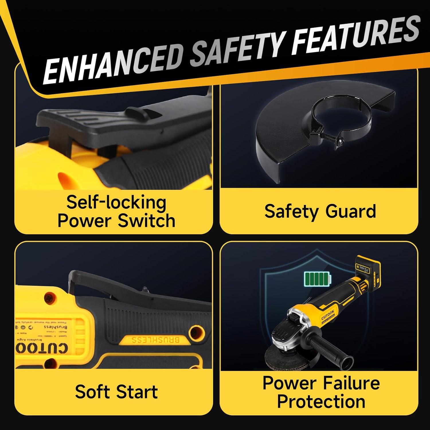 Amoladora Angular Inalámbrica CUTOOK 20V 10000 RPM 4 Velocidades