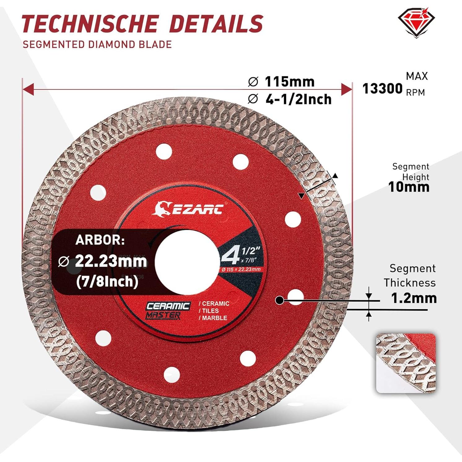 Cuchilla de Diamante EZARC 4.5" para Azulejos - 2 Pack