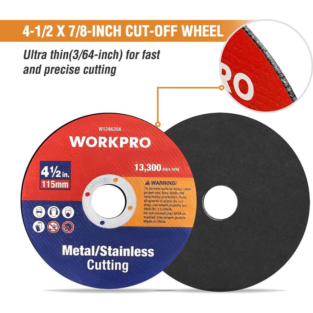 WORKPRO 20 Discos de Corte 115mm para Metal y Acero Inoxidable