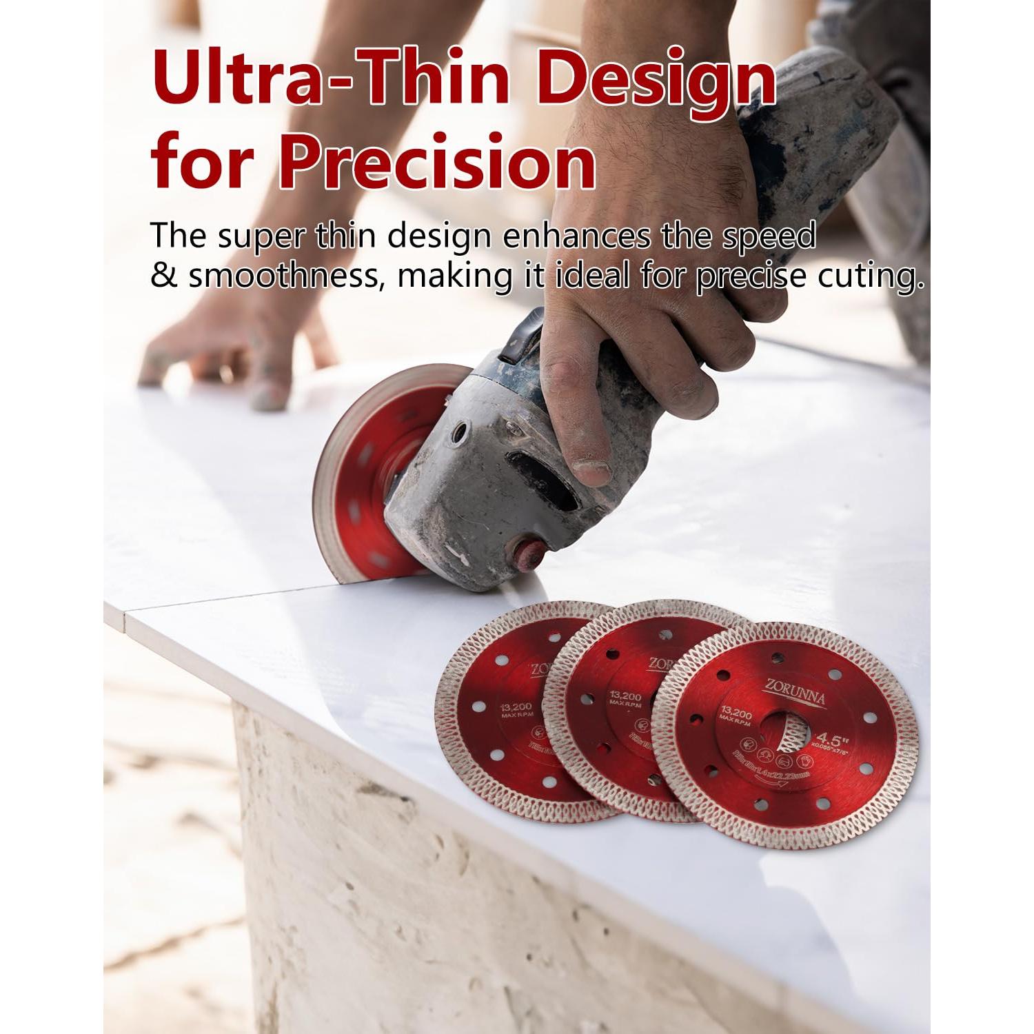 Juego de 5 Discos de Corte Diamante ZORUNNA 4.5" Cerámica