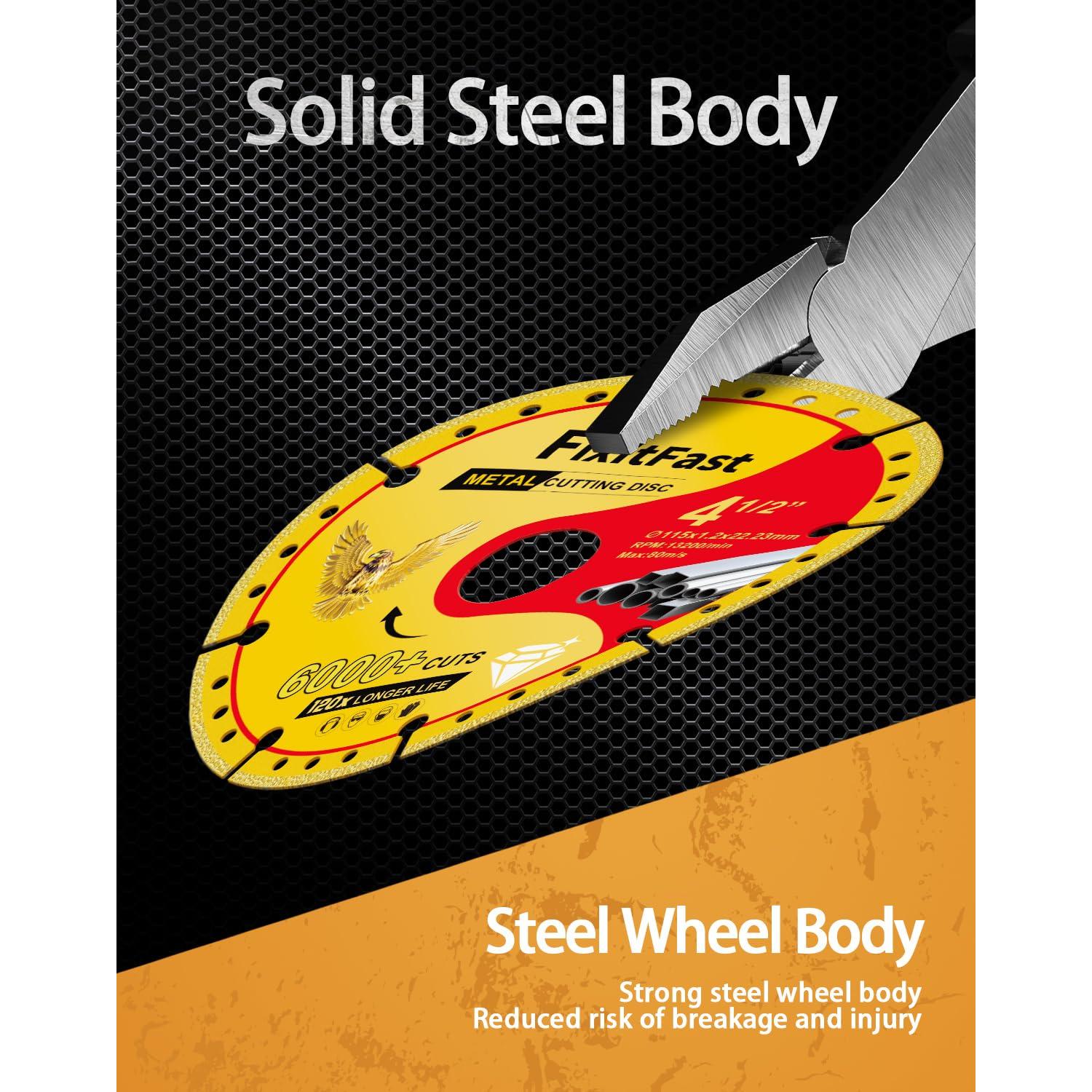 Rueda de Corte de Diamante FixltFast 115mm para Amoladora - Paquete de 3