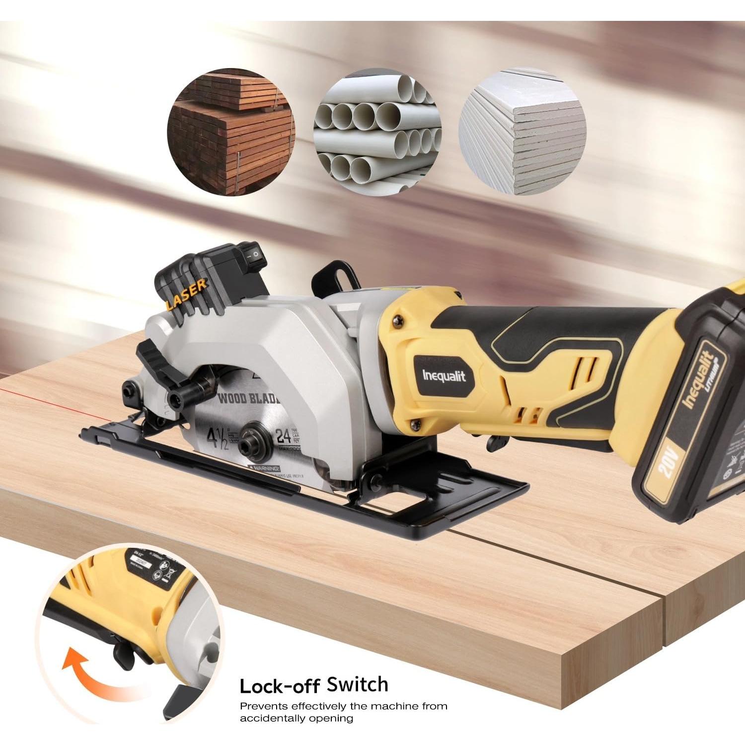 Sierra Circular Mini Inequalit 4.5" Inalámbrica 3400 RPM