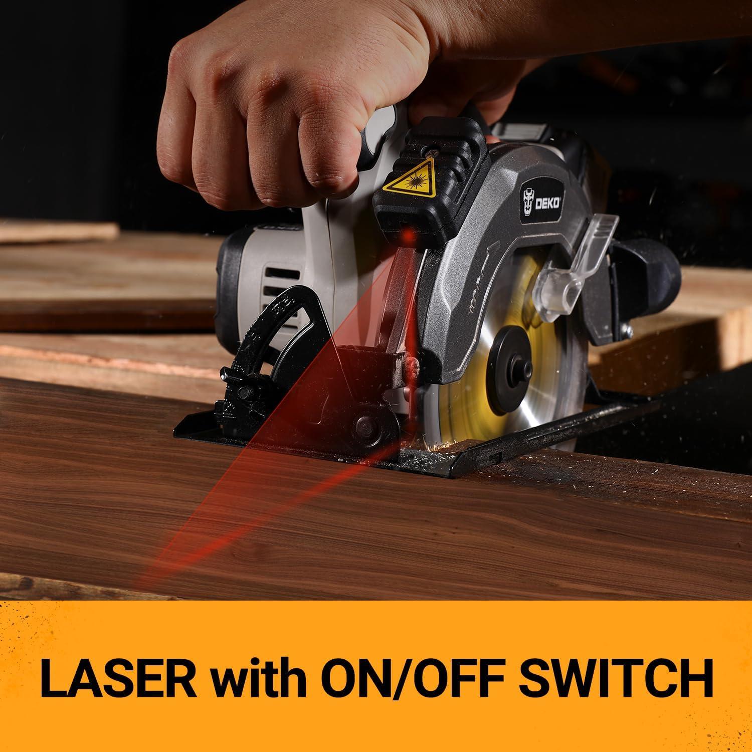 Sierra Circular Inalámbrica DEKOPRO 20V 165mm con 2 Baterías