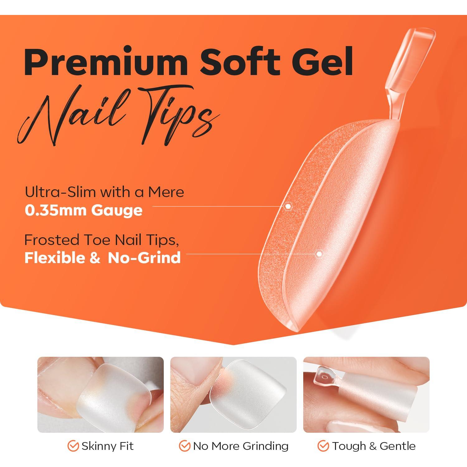 Puntas de Uñas Falsas Modelones Cuadradas Cortas 240 Pcs