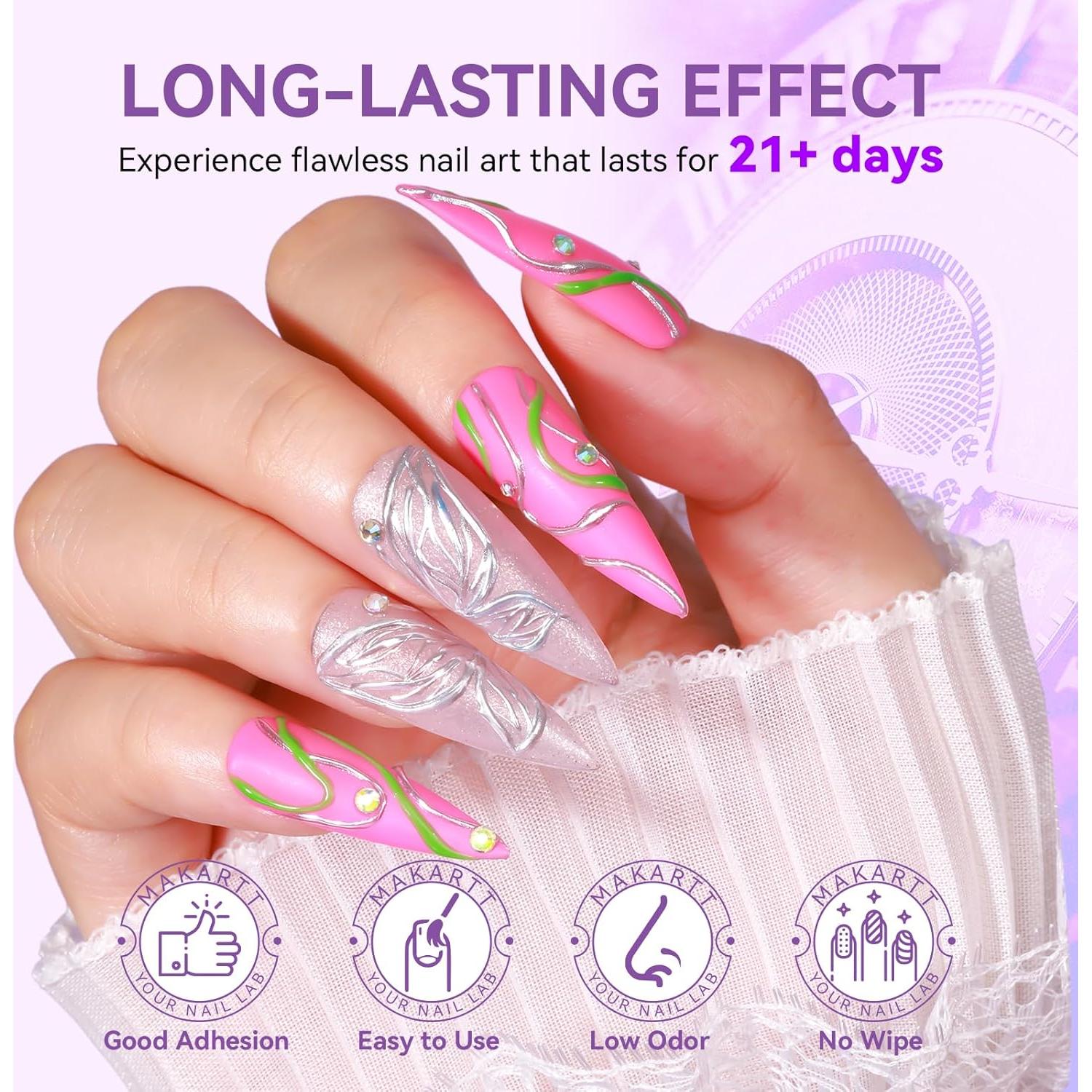 Makartt Gel de Uñas 3D Claro 2PCS para Arte de Uñas