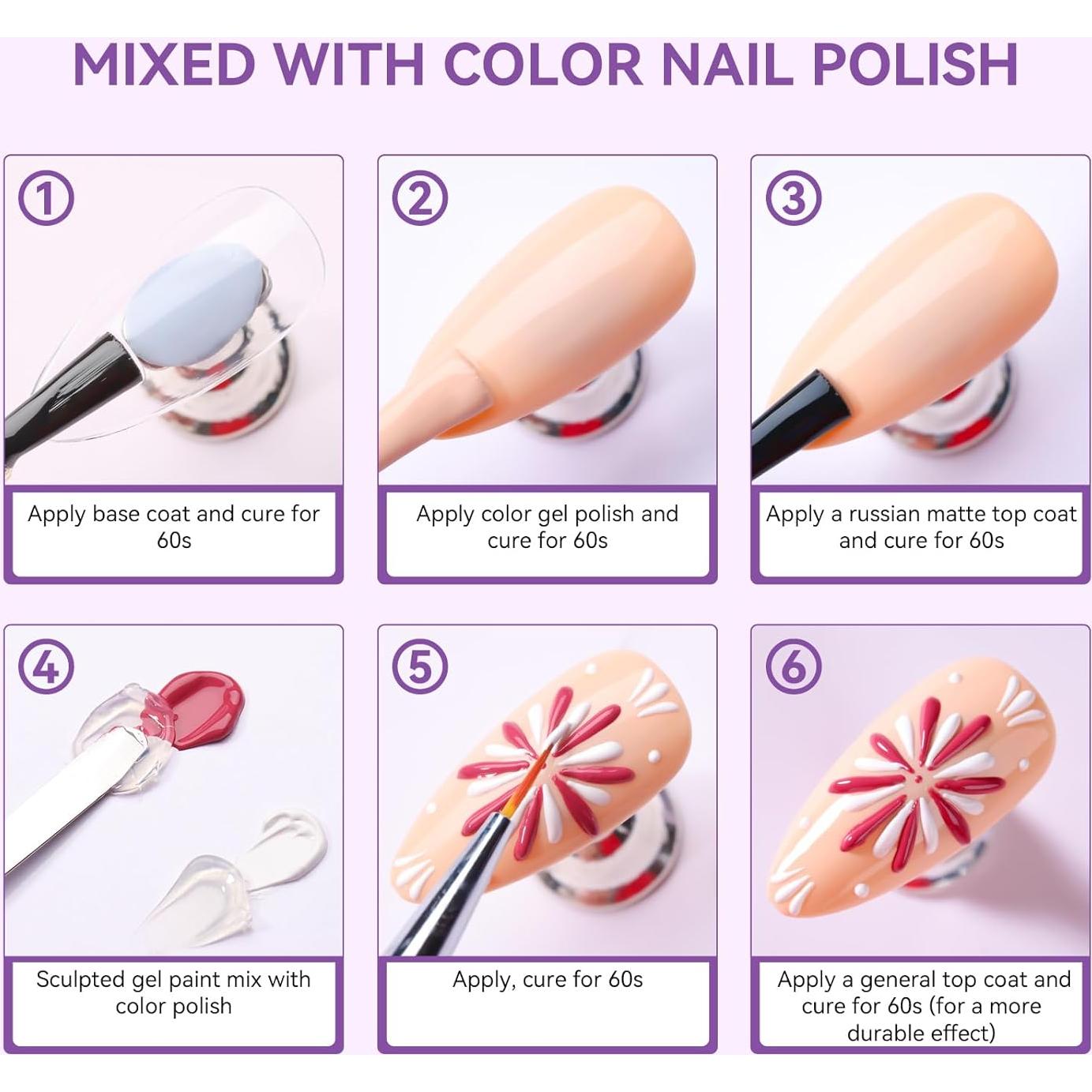 Makartt Gel de Uñas 3D Claro 2PCS para Arte de Uñas