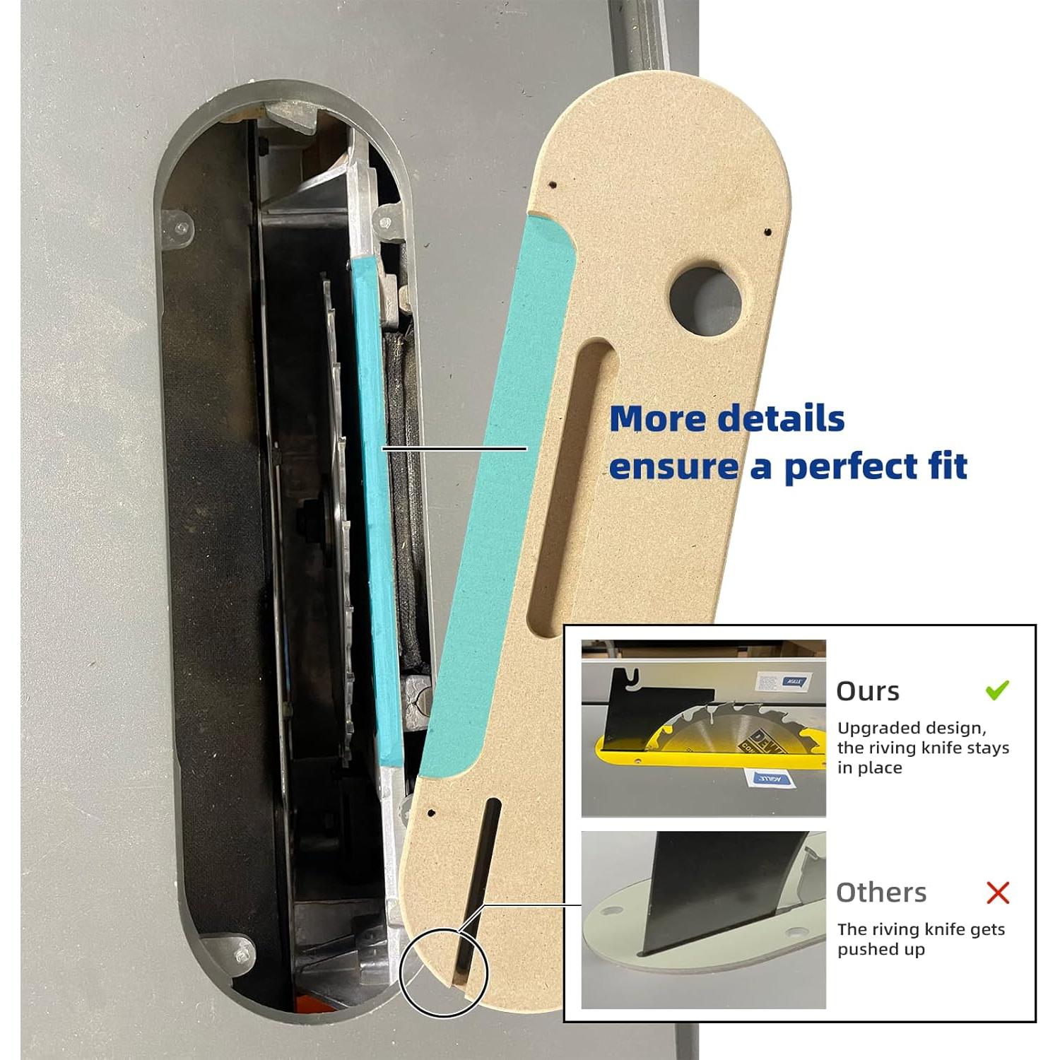 Insertos de Cero Clearance AGILLE para DeWalt 7491, 7490, 744, 745 - Paquete de 4