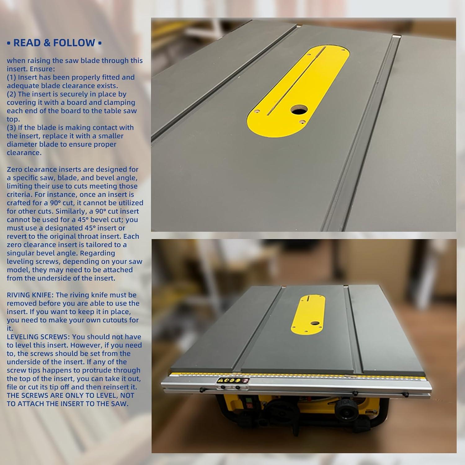 Insertos de Cero Clearance AGILLE para DeWalt 7491, 7490, 744, 745 - Paquete de 4