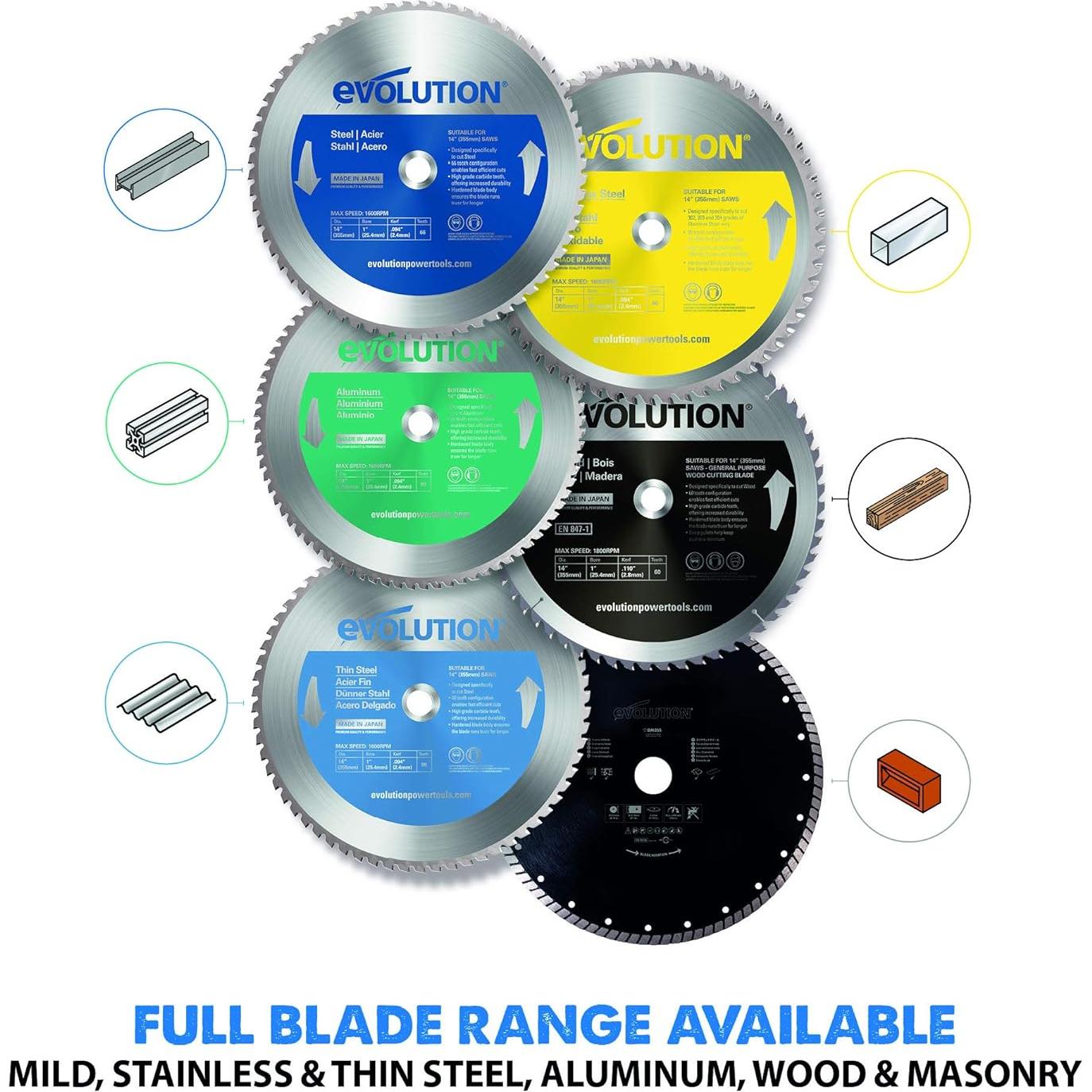 Hoja de Sierra Circular Evolution 14" 66 Dientes Acero Dulce