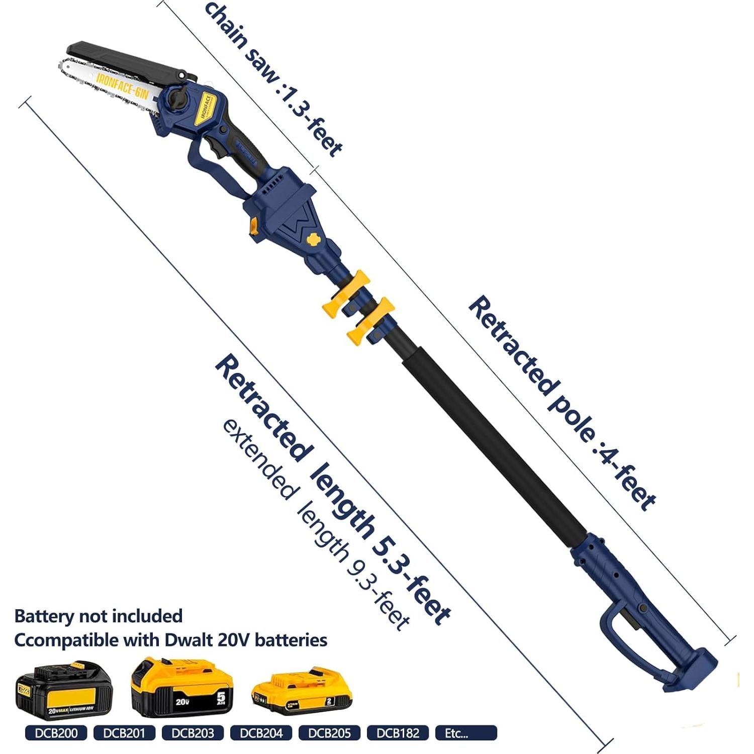 Sierra Telescópica IRONFACE 6" 2 en 1 para Batería DeWalt 20V