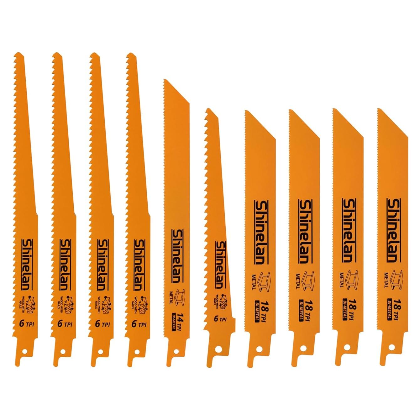 Juego de 10 Hojas de Sierra Recíproca DEWALT DW4898 15-23 cm