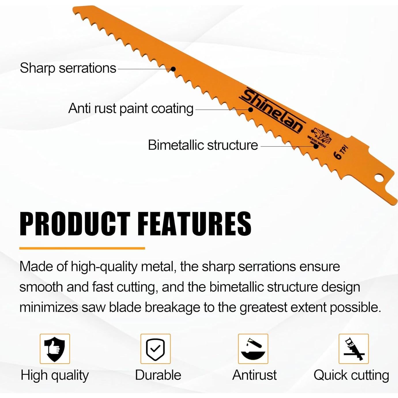 Juego de 10 Hojas de Sierra Recíproca DEWALT DW4898 15-23 cm