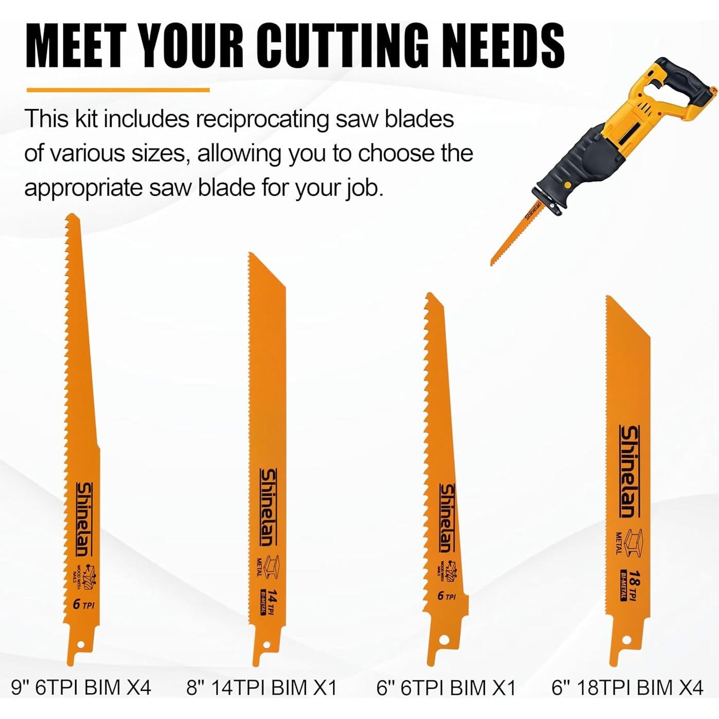 Juego de 10 Hojas de Sierra Recíproca DEWALT DW4898 15-23 cm