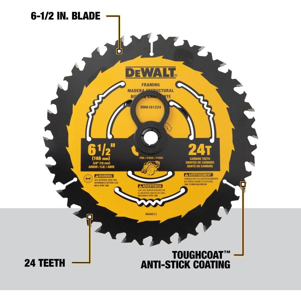 Sierra Circular DEWALT 6.5" 24 Dientes Carburo DWA161224