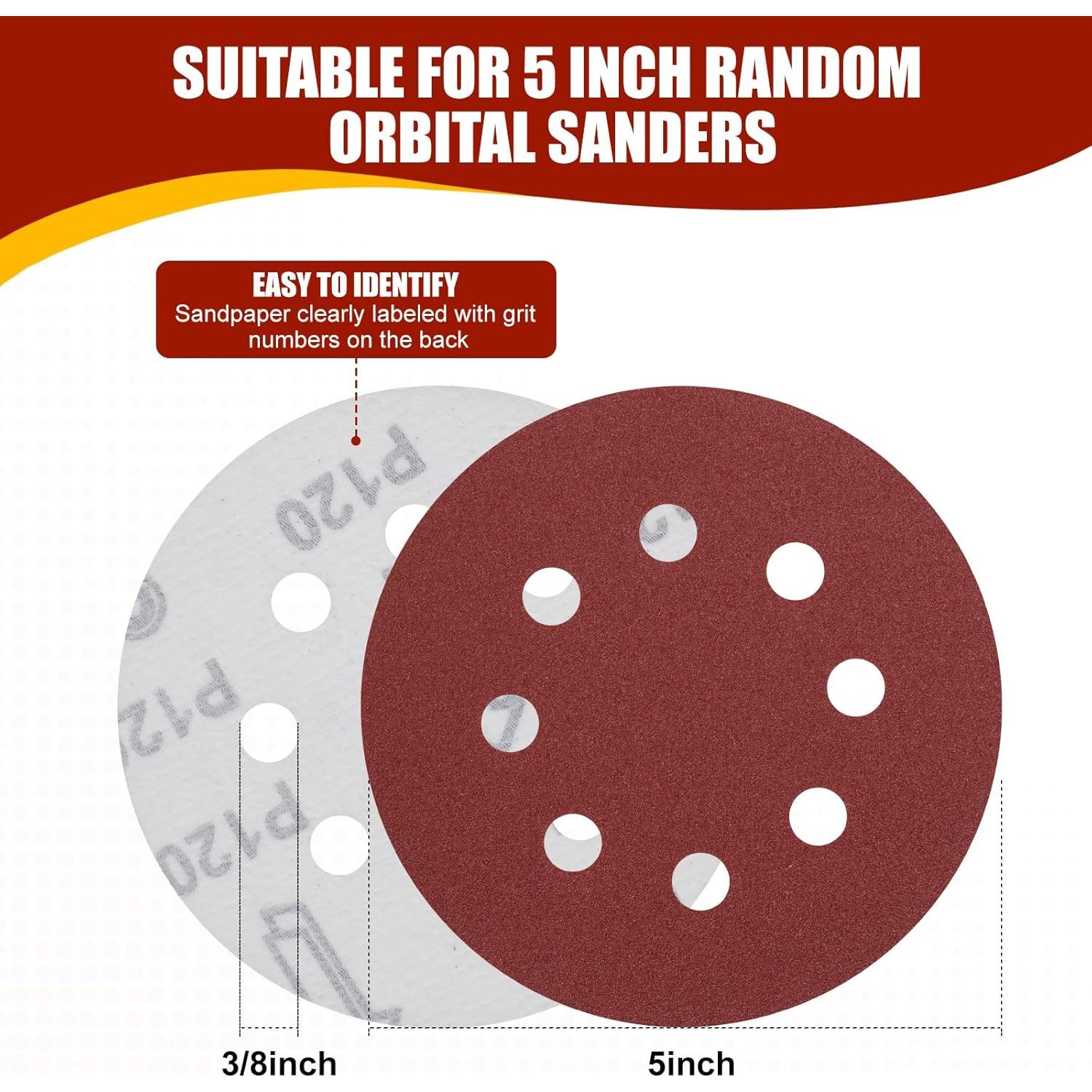 70 Discos de Lijado 5" YNZDRWA Grano Variado 40-800