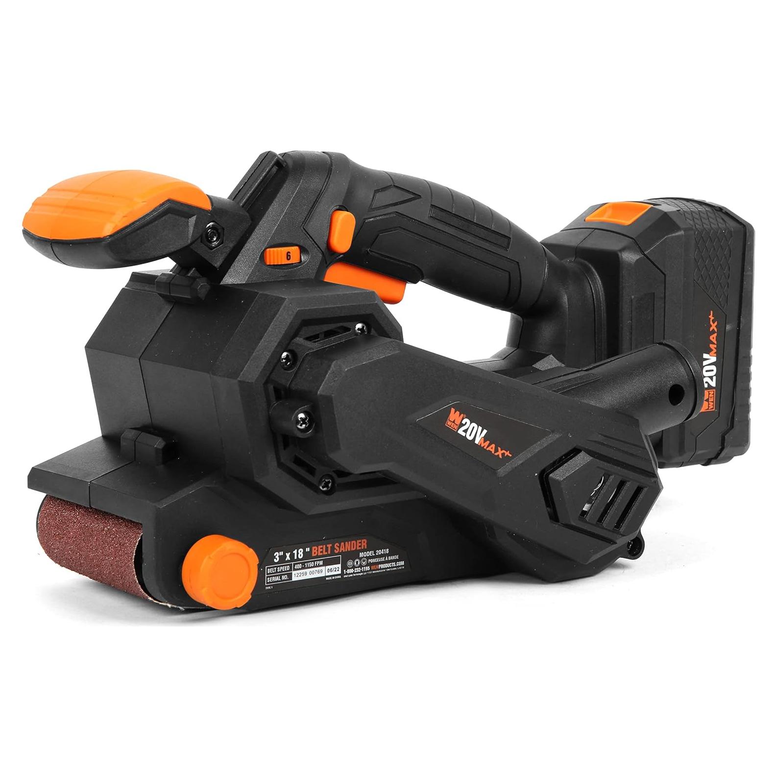 Lijadora de Banda Inalámbrica WEN 20V Max 4.0Ah Velocidad Variable