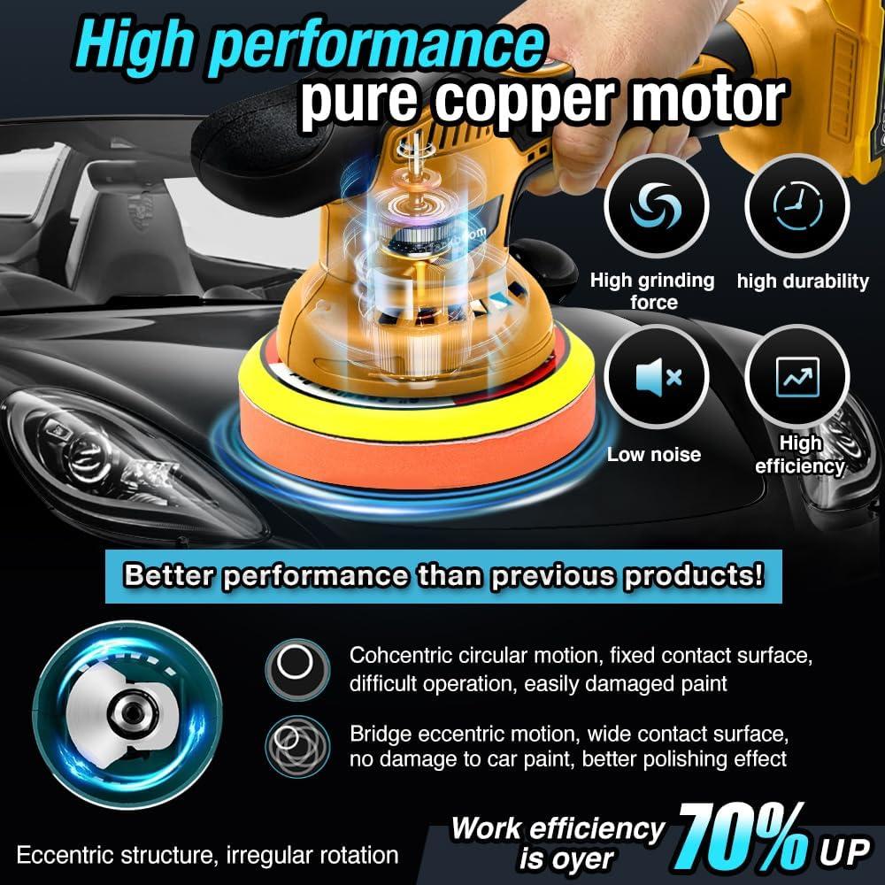 Pulidora a Batería HZPP 6" 5500RPM 2 Baterías 2.0Ah