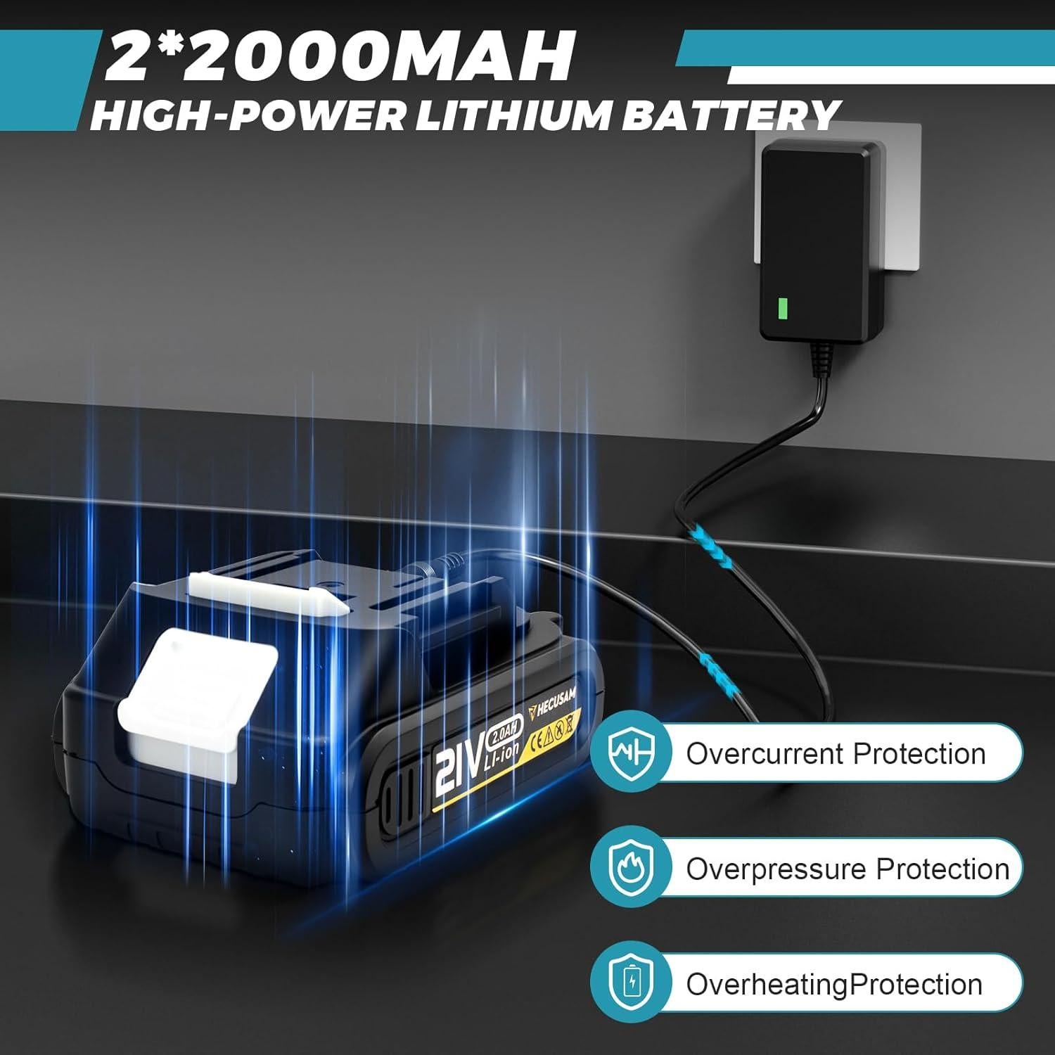 Destornillador de Impacto HECUSAM 350 N.m Inalámbrico 2 Baterías