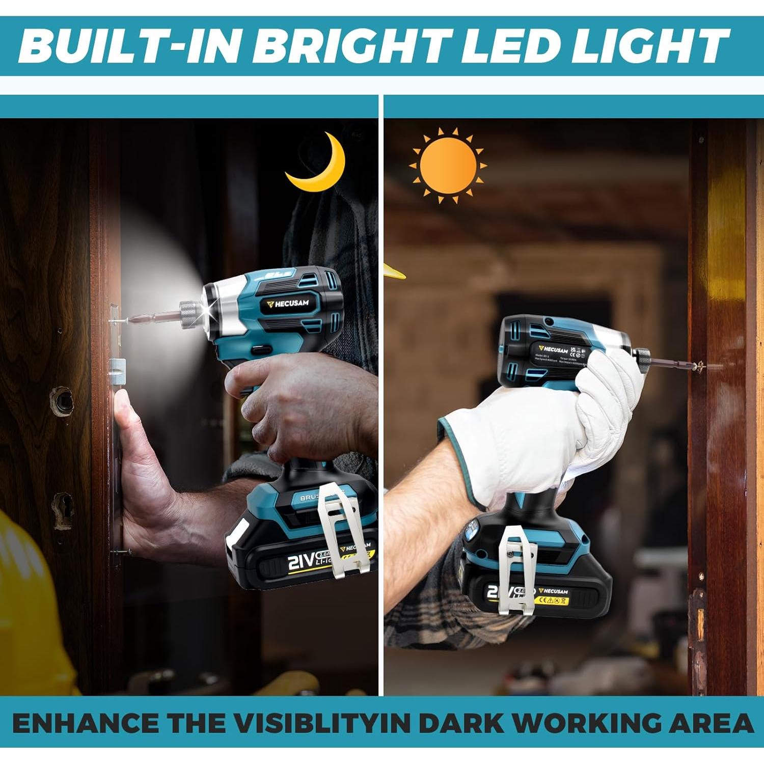 Destornillador de Impacto HECUSAM 350 N.m Inalámbrico 2 Baterías