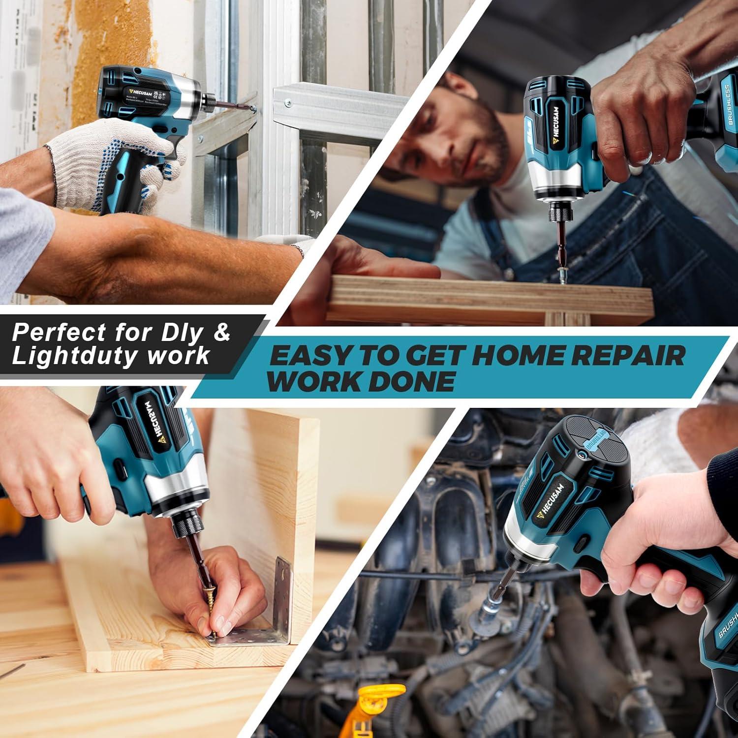 Destornillador de Impacto HECUSAM 350 N.m Inalámbrico 2 Baterías