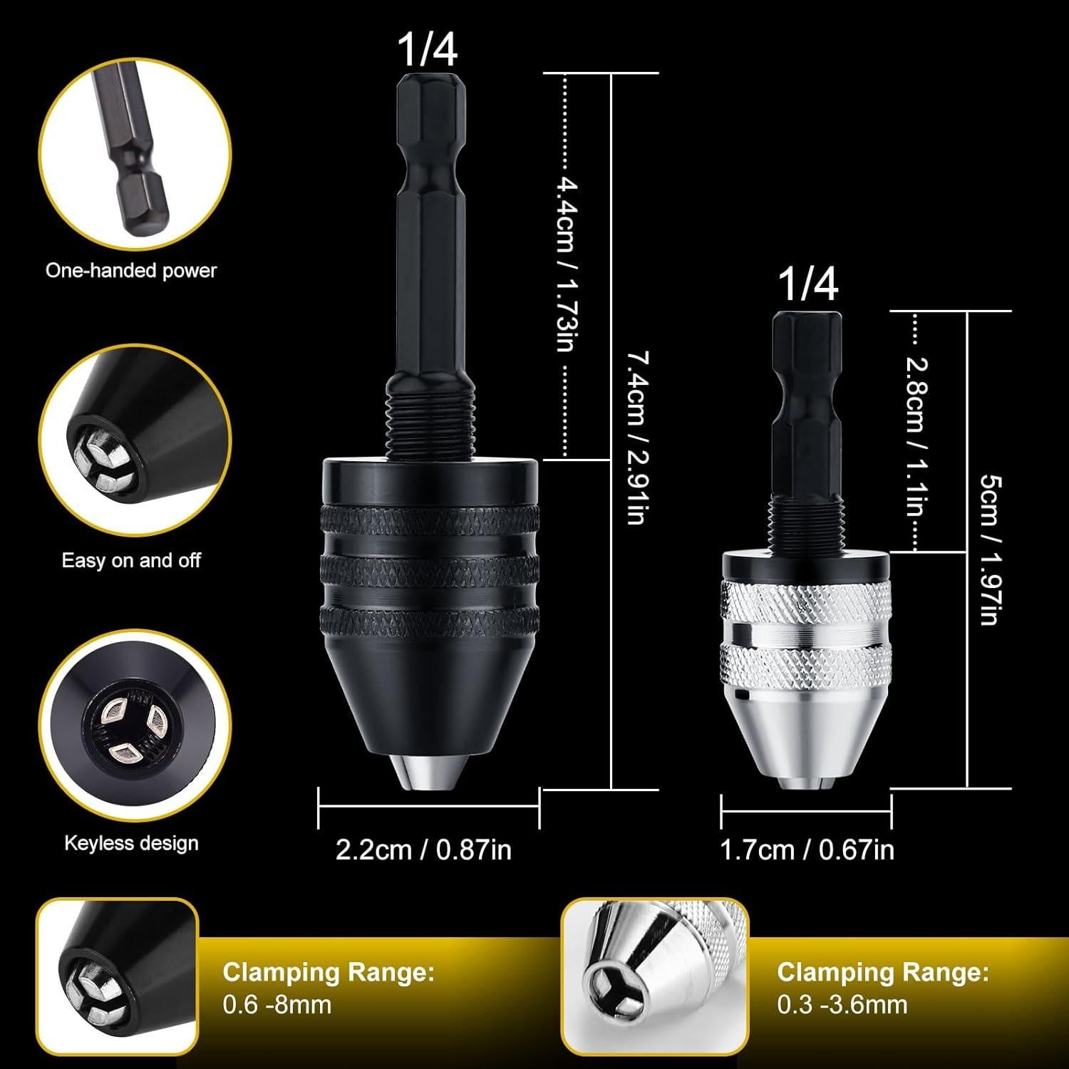 Adaptador Chuck Sin Llave Valkynos 0.6-8mm y 0.3-3.6mm
