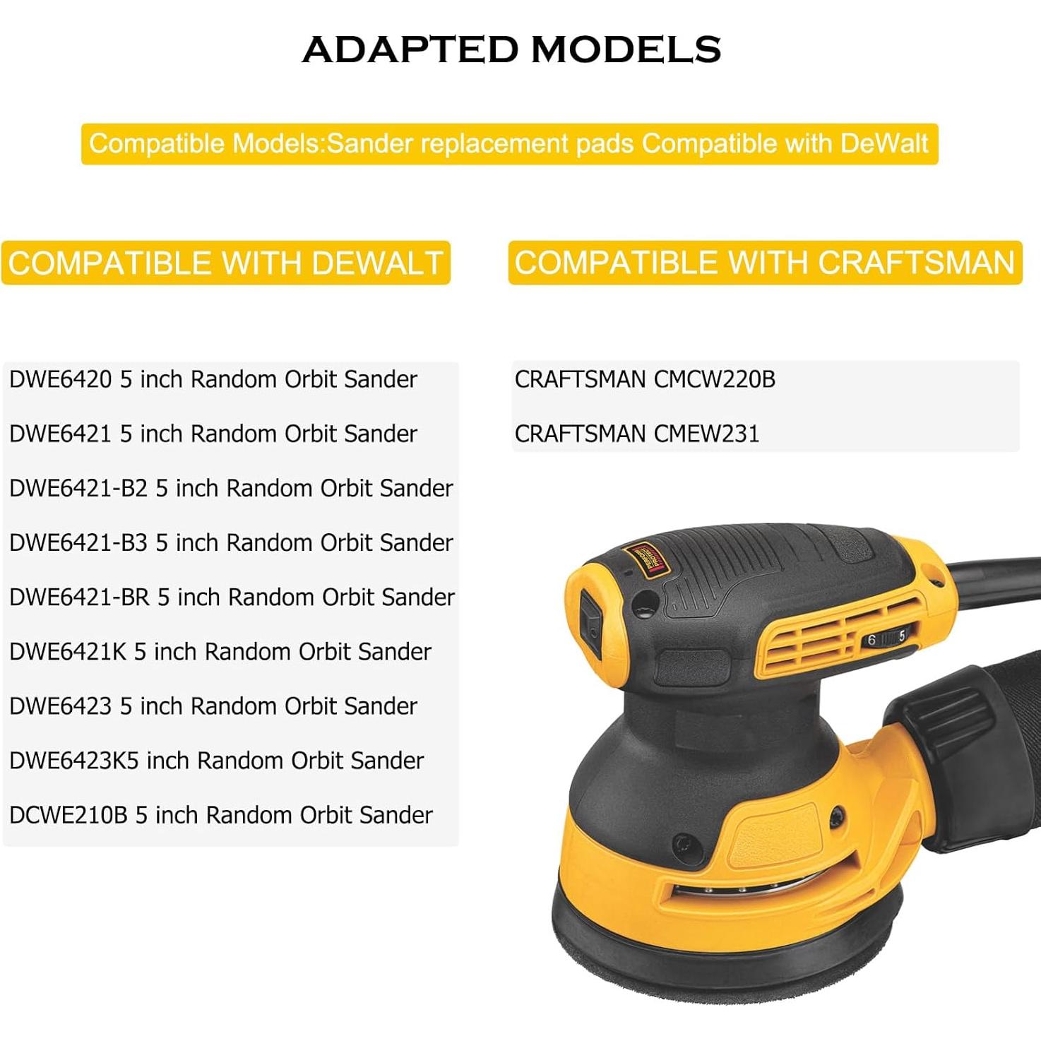 Almohadilla de Lijadora DeWalt 5" Gancho y Bucle 8 Agujeros