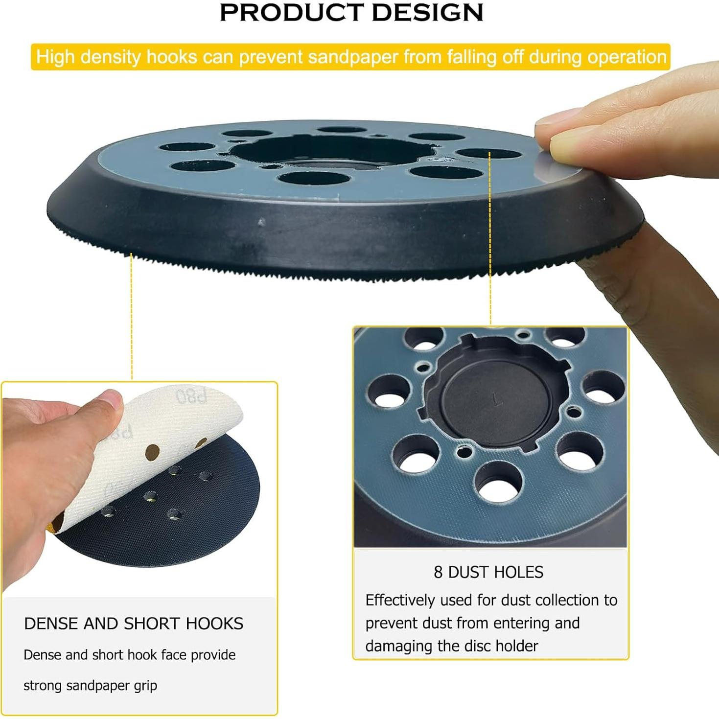 Almohadilla de Lijadora DeWalt 5" Gancho y Bucle 8 Agujeros