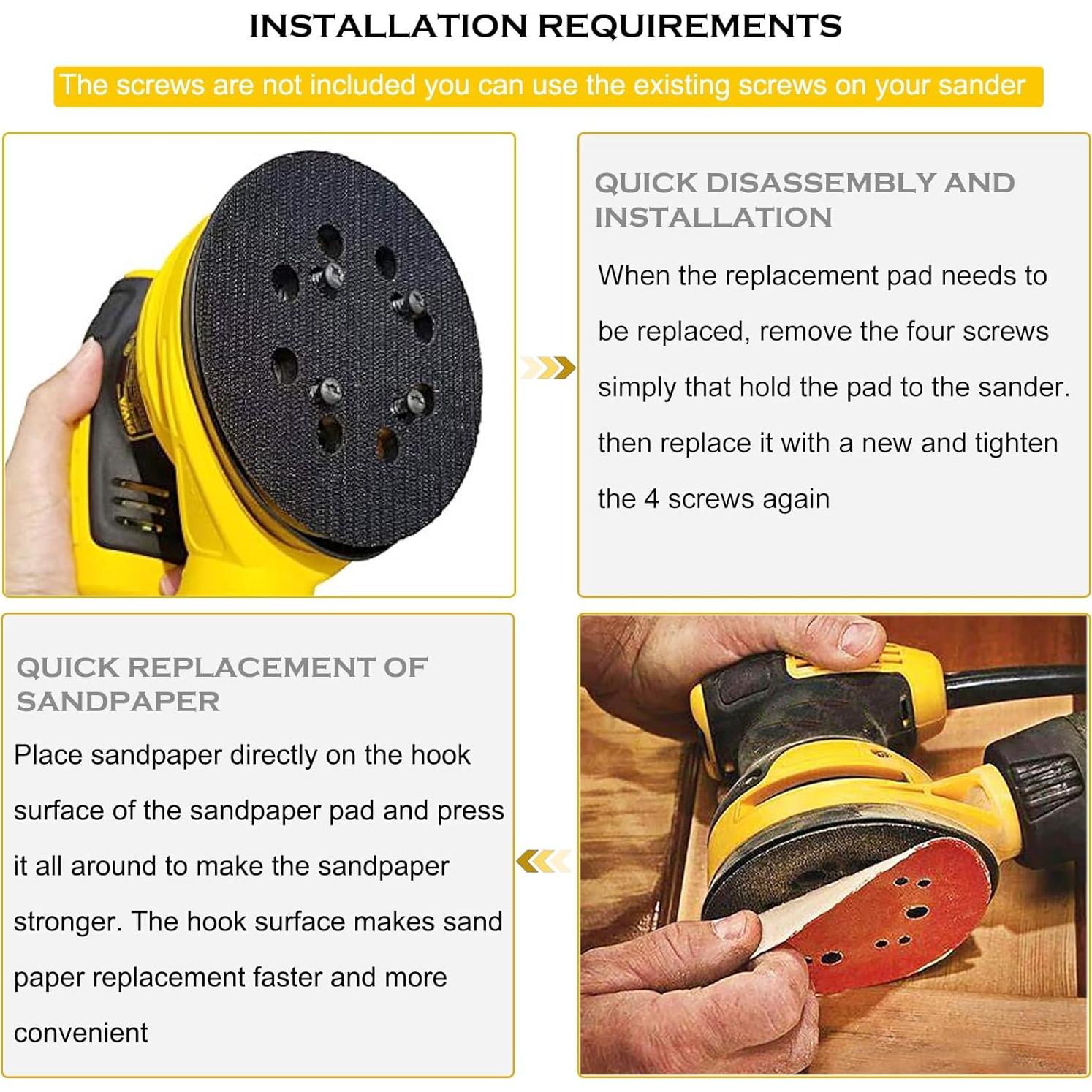 Almohadilla de Lijadora DeWalt 5" Gancho y Bucle 8 Agujeros