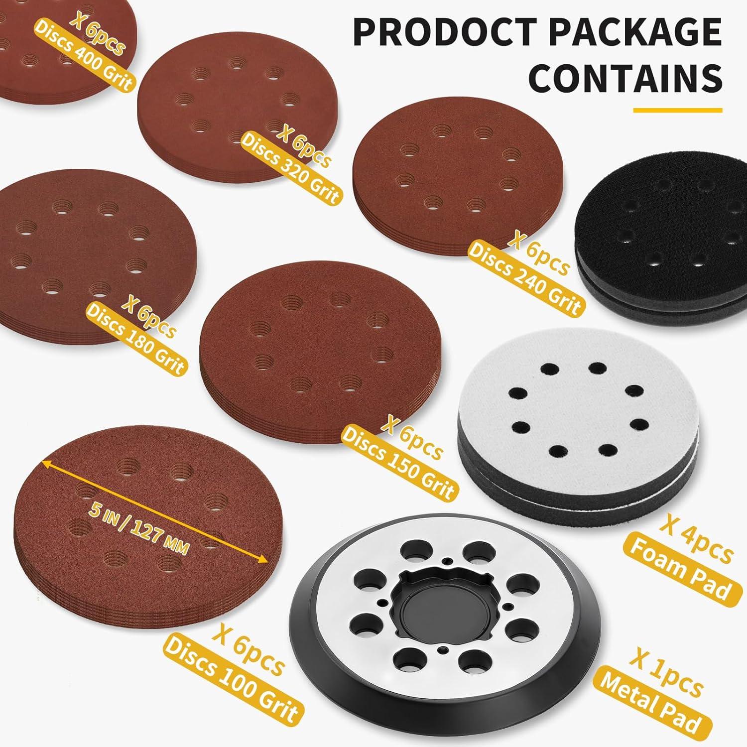 Almohadilla de Lijadora Orbital DeWalt 5" con 36 Discos