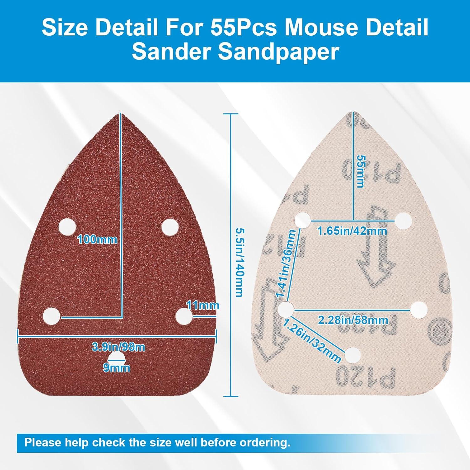 55 Piezas Papel de Lija para Lijadora Detalle Mouse Ocasar