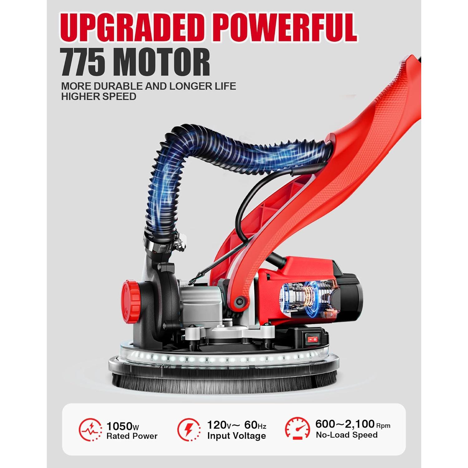 Lijadora de Paneles de Yeso Alloyman 1050W 7 Velocidades LED