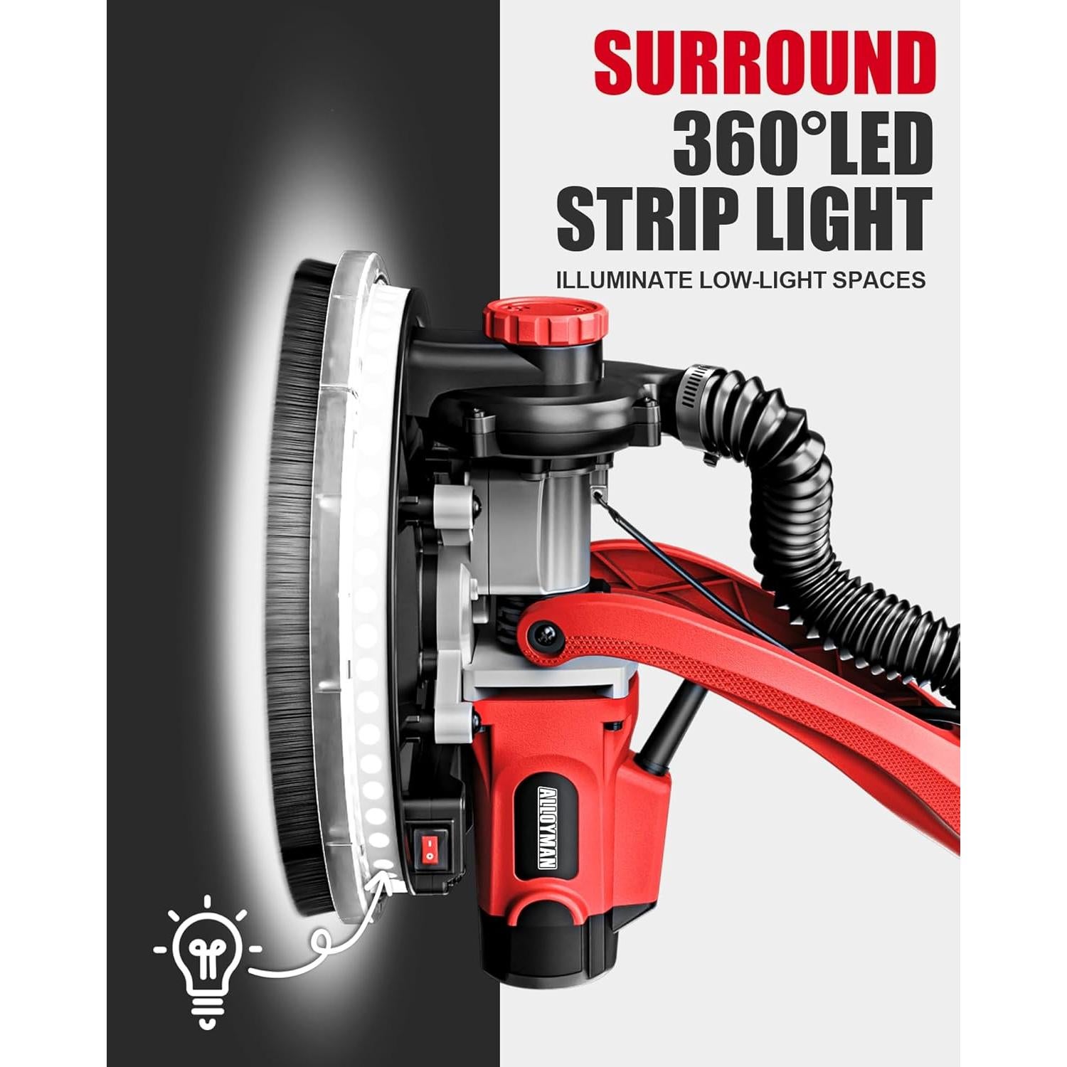 Lijadora de Paneles de Yeso Alloyman 1050W 7 Velocidades LED