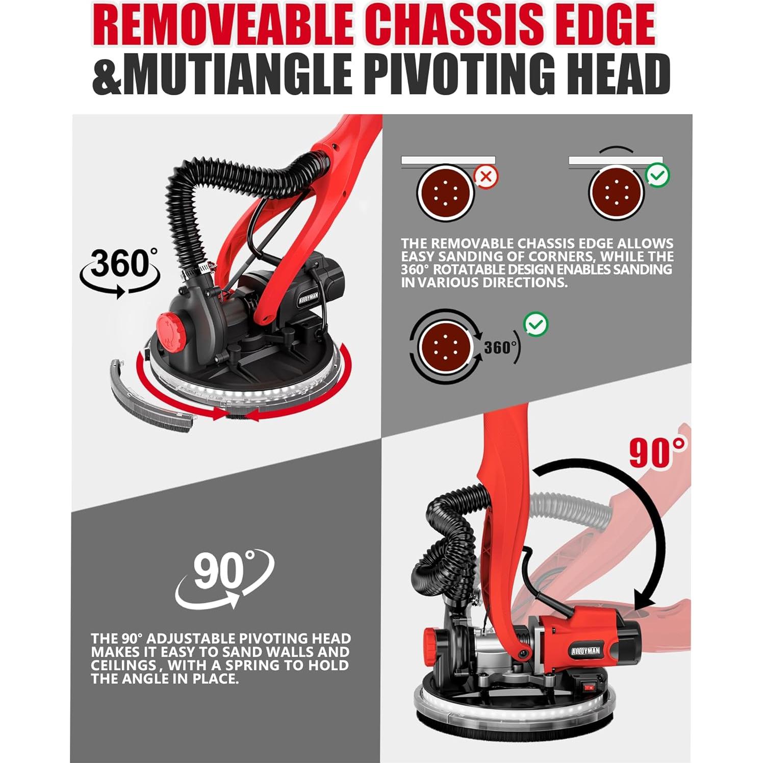 Lijadora de Paneles de Yeso Alloyman 1050W 7 Velocidades LED