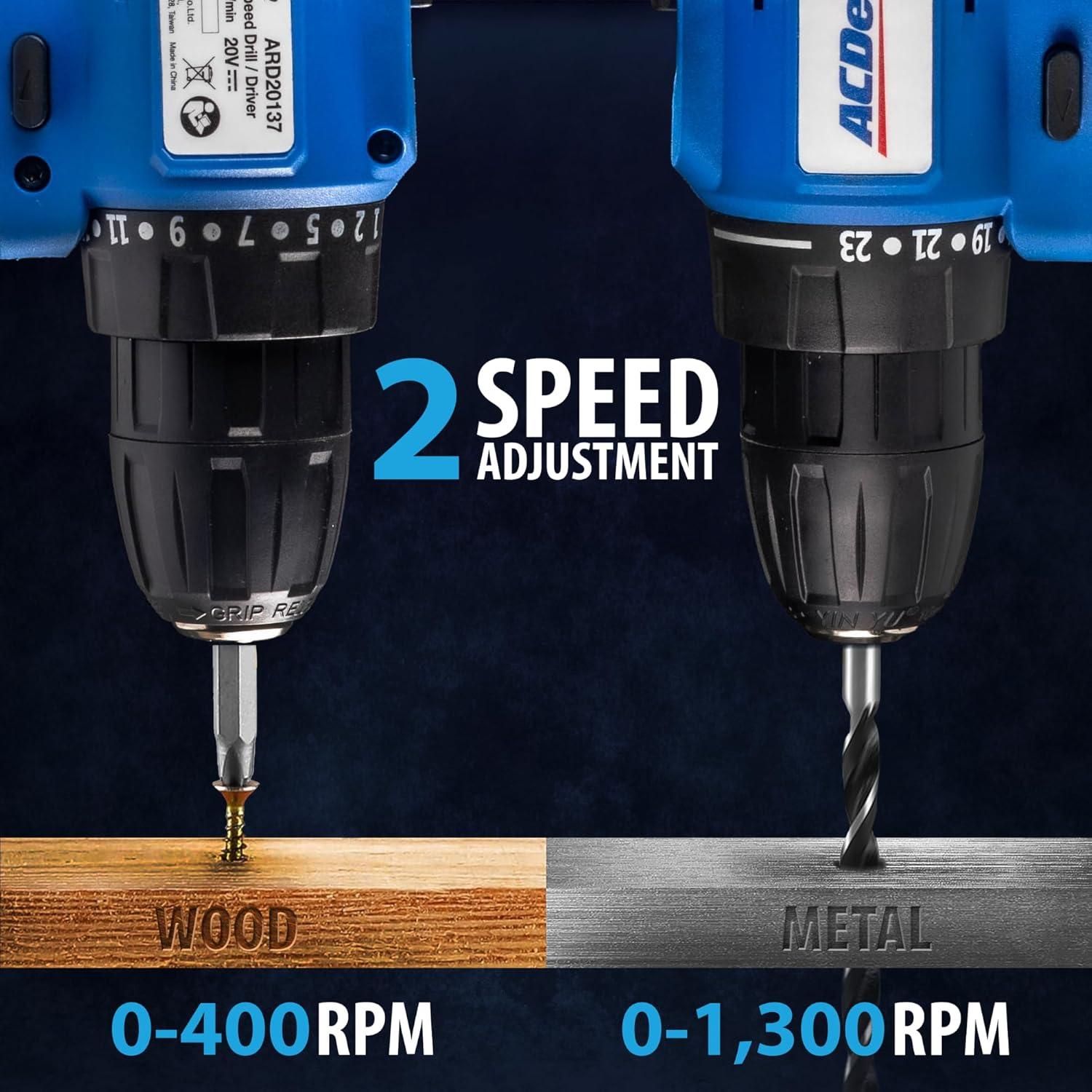 Taladro Inalámbrico ACDelco ARI20132-K1 20V con 2 Baterías