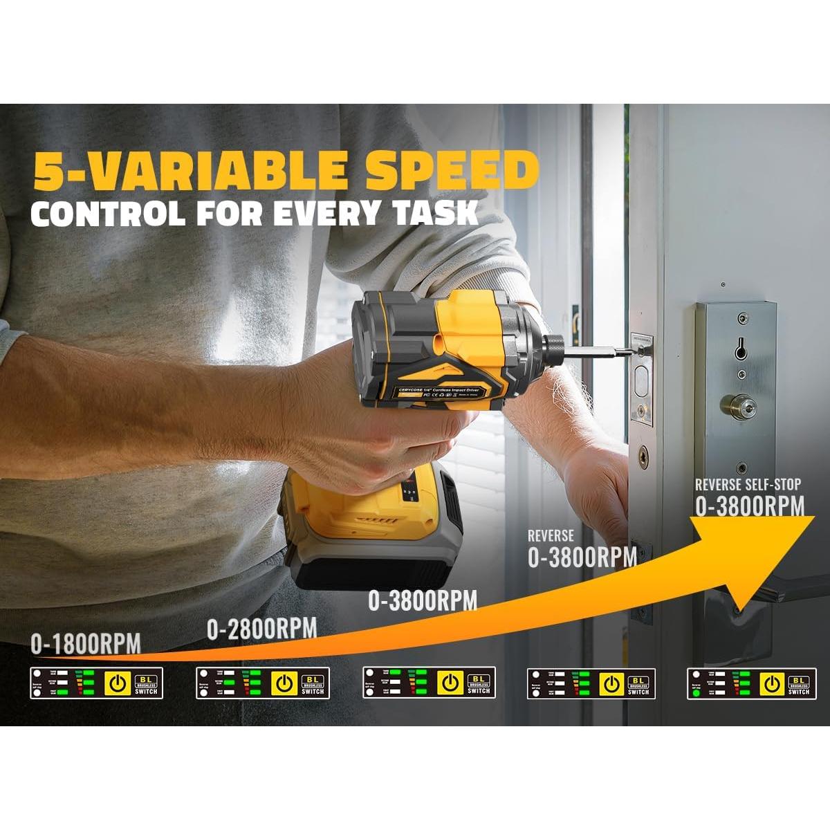 Destornillador de impacto inalámbrico Cerycose 20V Max 1.24kg