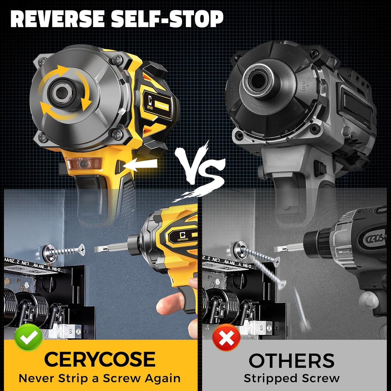 Destornillador de impacto inalámbrico Cerycose 20V Max 1.24kg