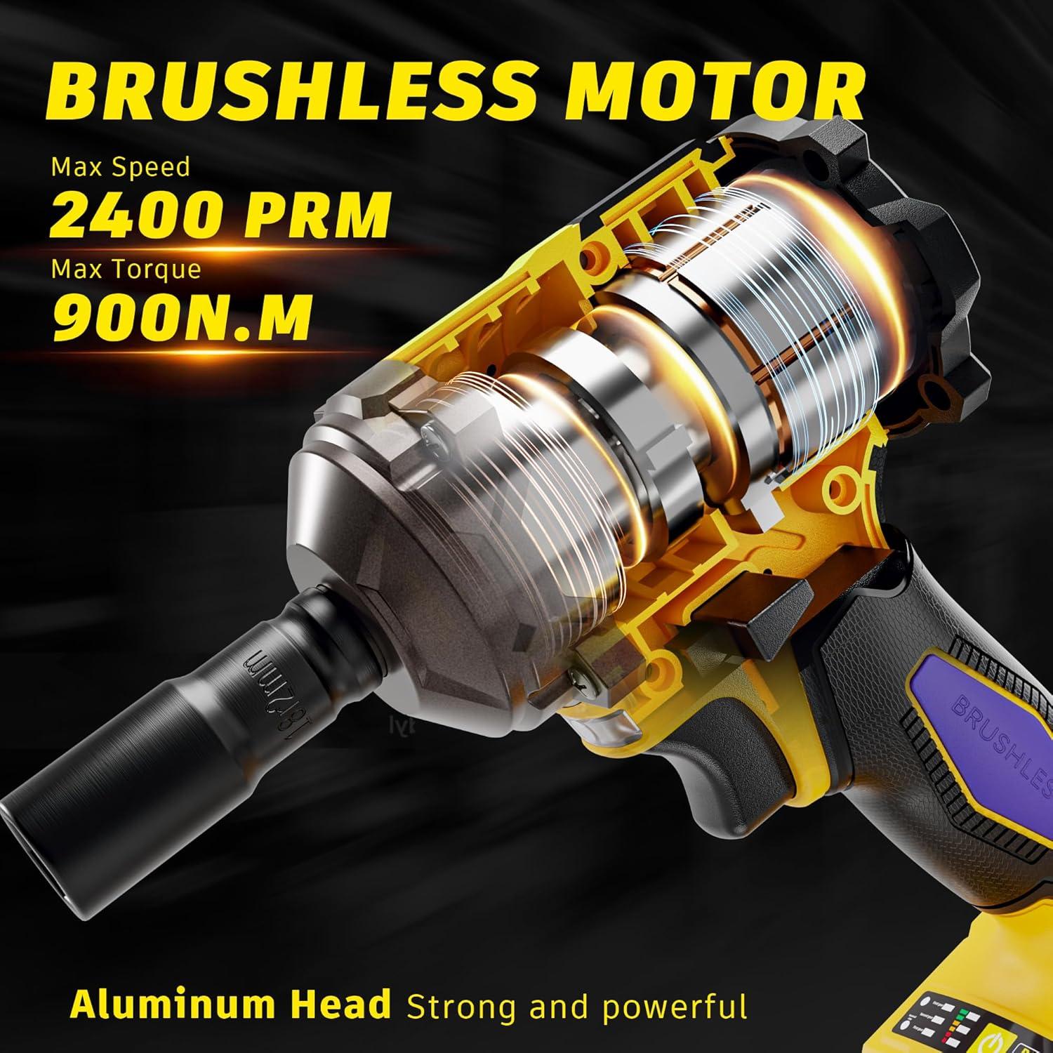 Llave de impacto inalámbrica Devvalte 20V 1/2" 900N.m LED