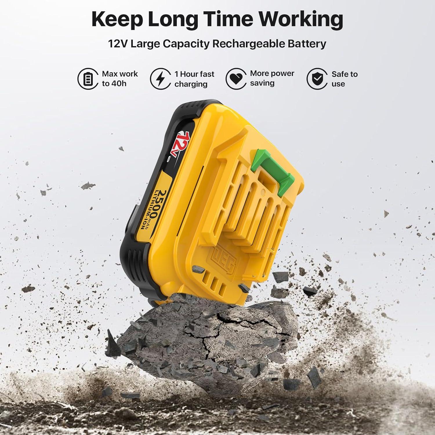 Taladro Inalámbrico 12V DEGLASERS con Batería y Cargador