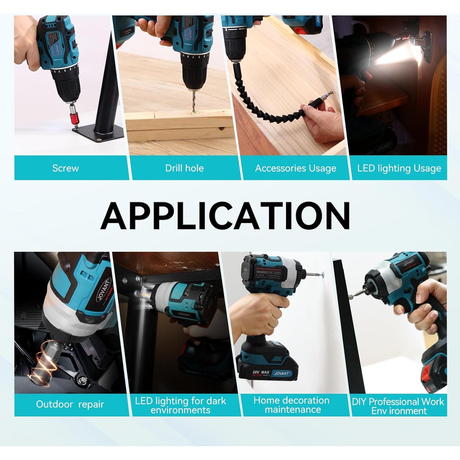 Kit Taladro Inalámbrico y Destornillador JOVANT 20V 3/8"