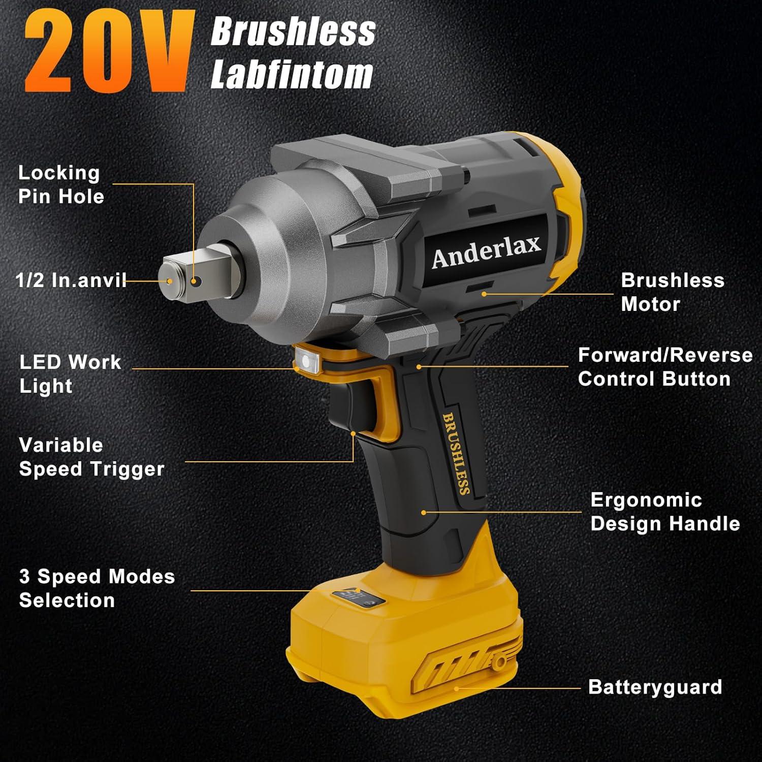 Llave de impacto inalámbrica Dewalt 1/2" 1200N.m 2400RPM