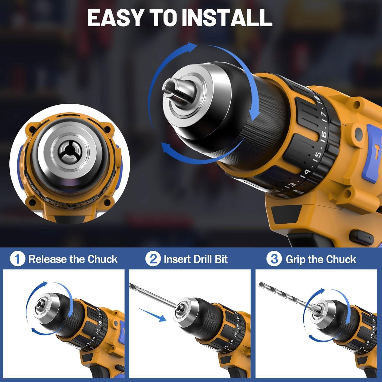 Taladro de Percusión Inalámbrico Bandeiman 20V Max Sin Escobillas