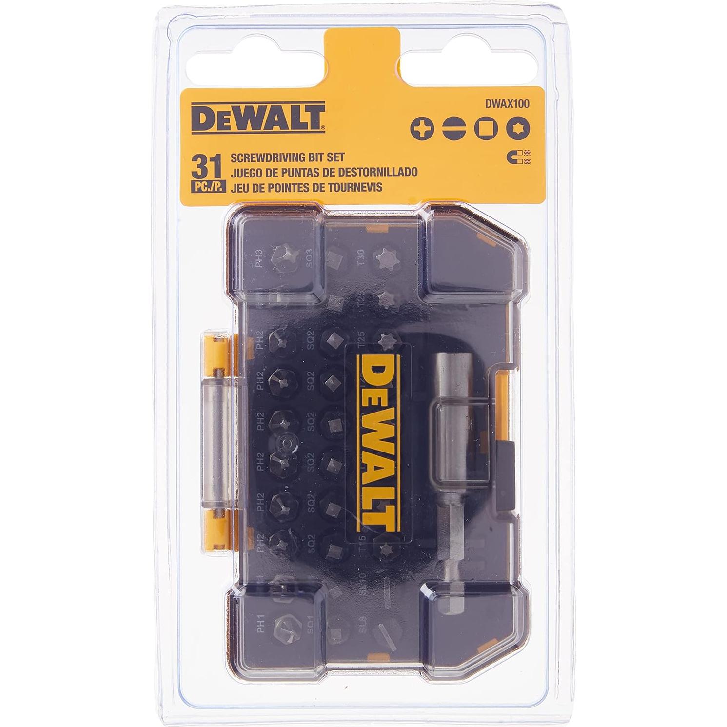 Juego de Destornilladores DEWALT DWAX100, 31 Piezas, Acero S2