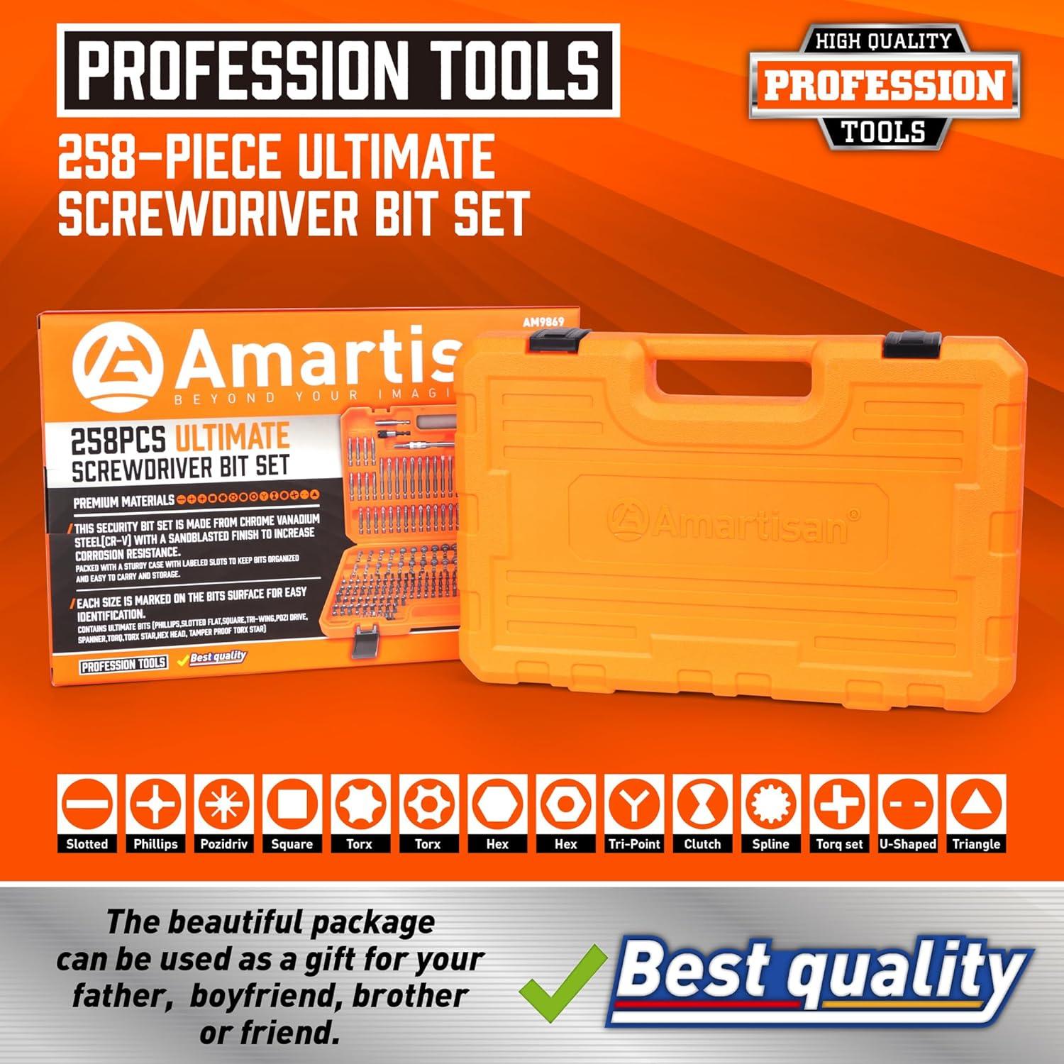 Conjunto de Puntas de Destornillador Amartisan 258 Piezas CR-V