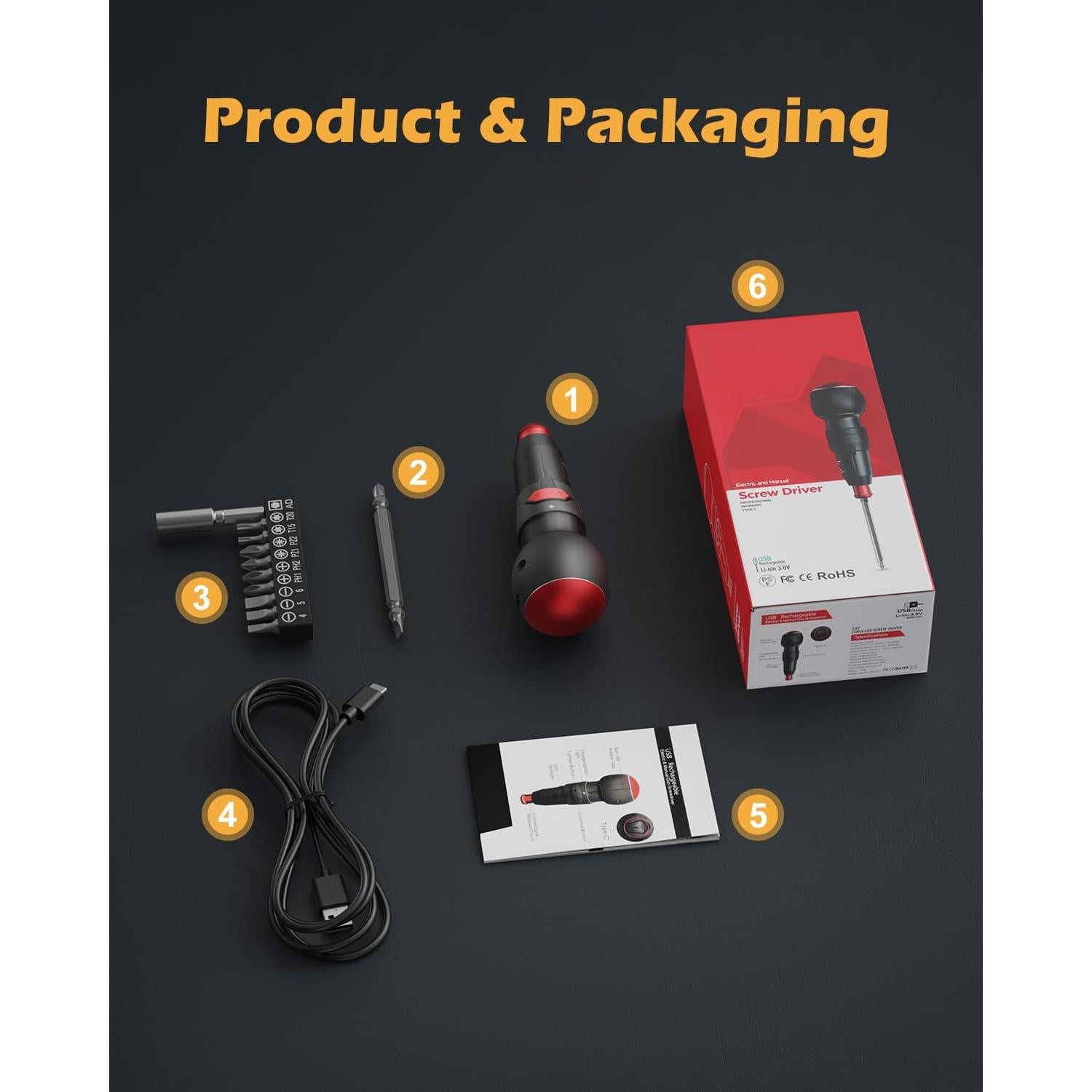 Destornillador Eléctrico Inalámbrico PENTASPI 3.6V 280 RPM