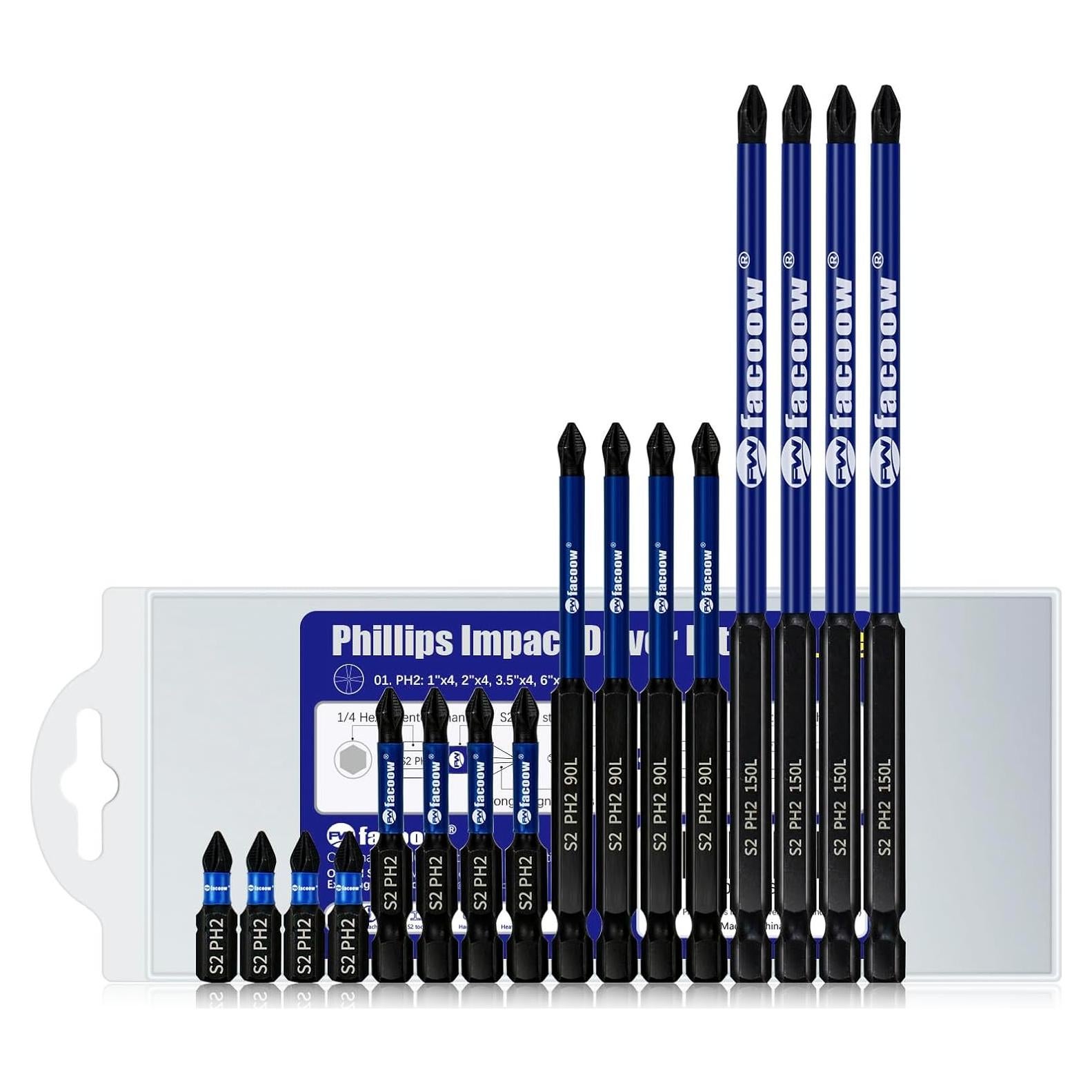 Juego de 16 Puntas de Destornillador Phillips Facoow S2