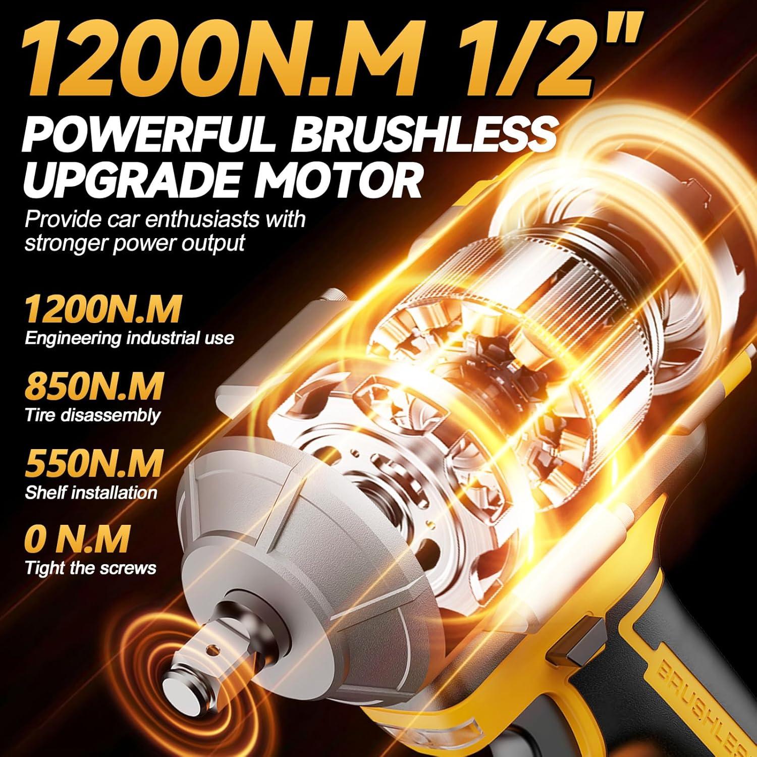 Llave de impacto inalámbrica 1/2" Labfintom 20V 1200N.m