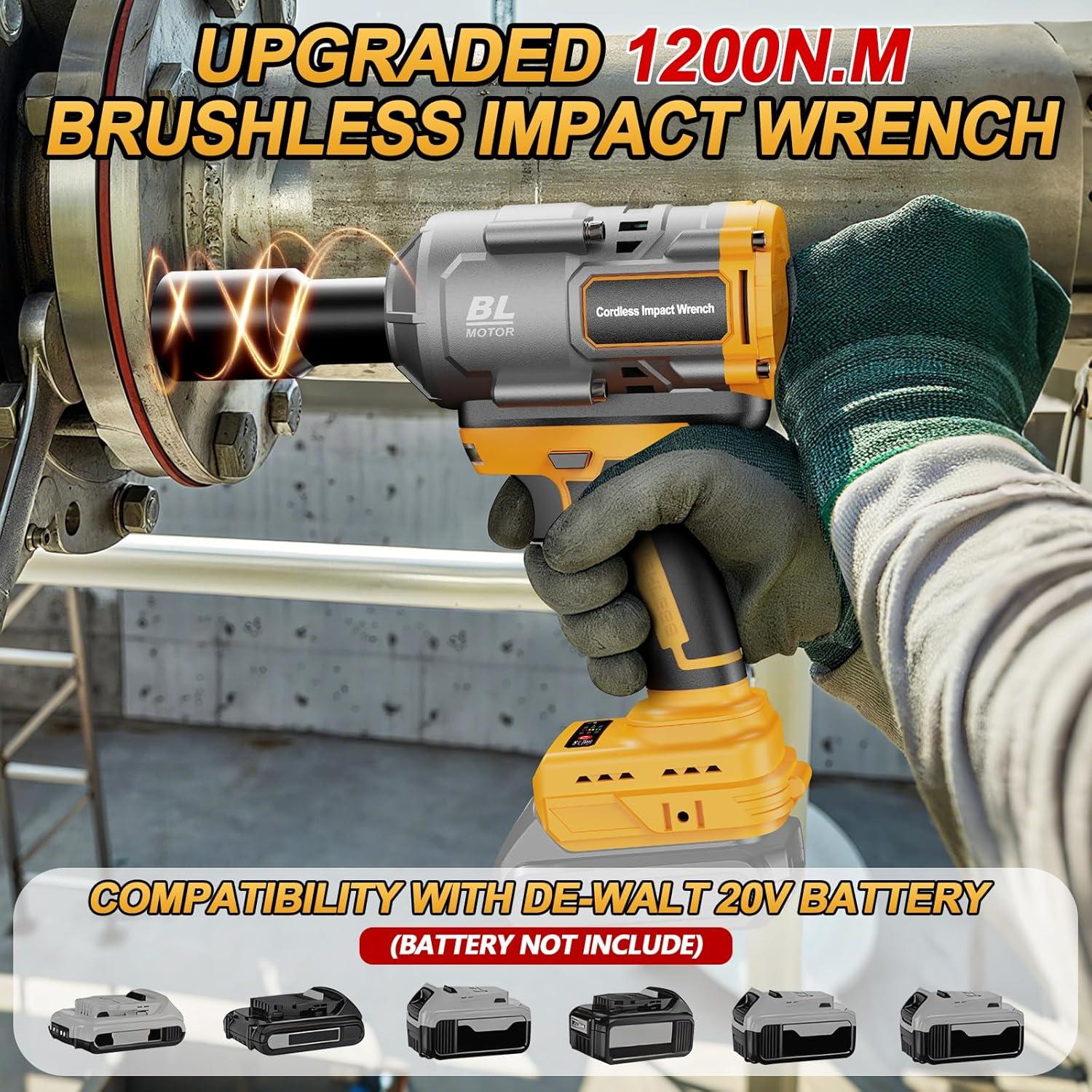 Llave de impacto inalámbrica 1/2" Labfintom 20V 1200N.m